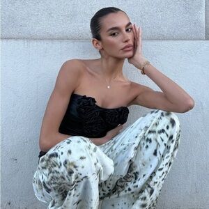 Snow Leopard Animal Print Wide Leg Jeans Y2K Nwt Size 9 29